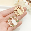 Cute bunny and cherry blossom wreath DIY pendant with golden alloy finish - KC Gold Pink Enamel Wreath Rabbit Wreath
