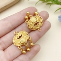 Ciondolo lucchetto Ruyi in oro sabbia con carattere Fu e finitura opaca per gioielli - Grande Lucchetto Carattere Fu Cavo Smalto Semplice (23195) / 29x20mm