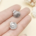 Silver alloy shell charm pendants with pearl inlay for DIY jewelry making and crafts - White Shell (19040)