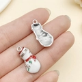 DIY enamel snowman pendant charm with red scarf and green hat for holiday jewelry - Snowman (21860)