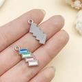 Glittery enamel colorful rectangle alloy pendant for DIY handmade jewelry crafts - Colorful Four Blocks (21869)