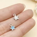 Star-shaped enamel charms in silver and light blue for DIY jewelry making and crafts - Blue Star (21898)