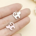 Pink enamel cat charms in alloy with silver metallic back for DIY jewelry making - Pink Cat (21905)