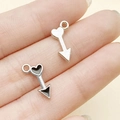 DIY heart and arrow alloy pendants with silver finish and black enamel dripping oil - Black Bow and Arrow (21922)