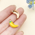 Golden alloy chili pepper pendant with yellow and green enamel finish for DIY jewelry - 18x12x3mm / Yellow Chili Pepper (23380)