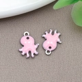 Pink enamel octopus pendants made of stainless steel for DIY jewelry making - Steel Color Stainless Steel Pink Octopus