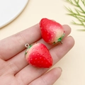 DIY strawberry resin pendant charms in vibrant red for keychains and jewelry making - 29x20mm Large Red Strawberry