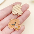 Cartoon-Hundeanhänger aus Legierung mit braunem Emaille und strukturierter Goldrückseite - 25x24mm / Orange-brauner Golden Retriever