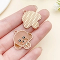 Niedlicher brauner Pudel Anhänger aus Legierung für DIY Haustierhalsbänder Schmuck - 25x23mm / Brauner Teddy Hund