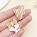Cartoon Corgi Emaille-Welpenanhänger für DIY Haustierhalsbänder und Schmuck - 24x20mm / Oranger Corgi