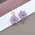 Lila gefrostete Perlen Gänseblümchen Anhänger mit Golddrahtwicklung für DIY Schmuck - Einfarbig Violett Gänseblümchen Strass Blume (T124)