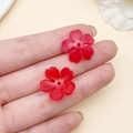 Pétalos de flor de cerezo en acrílico rojo 18mm con agujero para joyería de bricolaje - Degradado Rojo Transparente (22017) / 1 Pieza/Paquete (18x18mm)