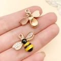 Cartoon honey bee alloy pendant with yellow enamel and rhinestones for DIY jewelry - 1.8cm x 2.2cm / Yellow Enamel Bee (11872)