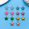 Set di 14 ciondoli a forma di stella in smalto colorato con bordi dorati per DIY - Set Stella Smalto Multicolore (SN606)