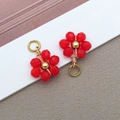 Roter Kristall-Blumenanhänger mit Golddrahtwicklung für DIY-Schmuckherstellung - Vollfarbig Rot Gänseblümchen Kristallblume (T1247) / 10x15mm