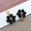 Handgefertigter schwarzer Kristall-Gänseblümchen-Anhänger mit Golddraht für DIY-Schmuck - Vollfarbig Schwarz Gänseblümchen Kristallblume (T1248) / 10x15mm