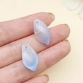 Blue and white gradient frosted glass lotus petal charms for DIY jewelry making - Transparent Sea Blue Gradient Lotus Petal (21975)