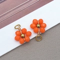 Orangefarbene Kristallblumen-Anhänger für DIY-Schmuck mit goldenen Metalldetails - Einfarbig Orange Gänseblümchen Strass Blume (T1249)