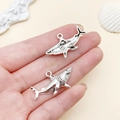Antique silver shark charm in alloy for marine themed jewelry bracelets and accessories - Great White Shark Style
