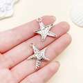 Pair of vintage silver starfish alloy charms for DIY bracelets and jewelry making - Pentagonal Starfish Style
