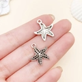 Antique silver starfish alloy charms in two textures for DIY jewelry making - Starfish