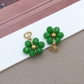 Grüner Kristall Gänseblümchen Anhänger mit Goldkern für DIY Schmuckherstellung - Vollfarbig Grün Gänseblümchen Kristallblume (T1251)