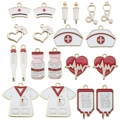 Enamel medical charms set featuring nurse hat stethoscope and syringe for DIY jewelry - Enamel Medical Set (SN752)