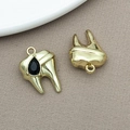 Ciondolo a dente molare dorato con pietra nera a goccia per gioielli fai da te - 14x19mm / Oro Strass Nero