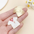 Nurse t-shirt alloy pendant charm in gold and white enamel for DIY jewelry making - White Medical Nurse Uniform (SN18899)