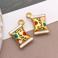 Golden sweet candy bag pendant with colorful hearts and round loop for DIY jewelry - Gold White