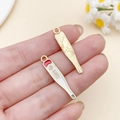 DIY gold alloy thermometer pendant with 37.0℃ enamel detail for jewelry making - White Medical Thermometer (SN18901)