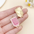 Pink enamel medical bag charm with gold alloy wings for DIY jewelry making - Pink Enamel Medical Infusion Bag (SN23048)