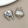 Ciondolo a dente in argento con cristallo a goccia viola per gioielli fai da te - 14x19mm / Argento Strass Viola