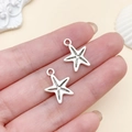 Antique silver starfish metal charms for DIY jewelry making with realistic texture - Five Point Starfish Style
