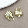 Ciondolo a forma di dente dorato con zircone per la creazione di gioielli fai-da-te - 14x19mm / Oro Strass Bianco