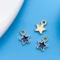 Three-piece set of small gold and deep blue enamel star charms for DIY bracelets - Dark Blue (11969)