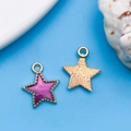 Star-shaped gold alloy pendant with purple enamel detail for DIY jewelry making - 13X15mm / Purple