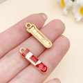 DIY medische bloedbuisjes bedels met rood-witte emaille in gouden legering - Rode Reageerbuis (23065)