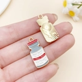 Golden and enamel medical bottle charms with lightning relief for DIY bracelets - Gray Enamel Medical Medicine Bottle (SN23052)