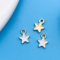 Ciondoli a forma di stella in lega di zinco per braccialetti DIY con smalto bianco - 6.5x8mm / Bianco (Piccolo)
