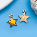 Ciondolo a stella gialla placcato oro con retro testurizzato per gioielli fai-da-te - 13X15mm / Giallo