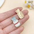 Blue enamel medical bottle and gold rectangle crane pendant for DIY jewelry making - Blue Enamel Medical Medicine Bottle (SN23053)
