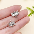 Antique silver book-shaped zinc alloy charm for DIY jewelry making on fingertip - Book (5590)
