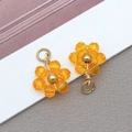 Bernsteinfarbener Kristall-Gänseblümchen-Anhänger für DIY-Ohrringe und Halsketten aus Metall - Transparent Goldgelb Gänseblümchen Kristallblume (T1254)