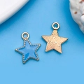 Ciondolo a stella in smalto azzurro con retro dorato testurizzato per gioielli DIY - 13X15mm / Blu Lago