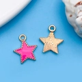 Ciondolo a stella rosa in lega con retro dorato per creazione di gioielli fai-da-te - 13X15mm / Rosa Rosso