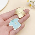Blue enamel nurse uniform and golden eagle t-shirt metal charms for DIY jewelry making - Blue Enamel Medical Nurse Uniform (SN23057)