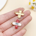 DIY gold metal and red cross band-aid pendants for nurse jewelry making - Red Enamel Medical Cross Band-Aid (SN23076)