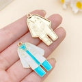 Doktersjas bedeltje van legering voor DIY sieraden met stethoscoop in blauw en wit - Blauw Labjas (23071)