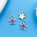 Ciondoli a stella in smalto viola e oro testurizzato per la creazione di gioielli - 6.5x8mm / Viola (Piccolo)